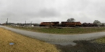 Pano view of the Teague Local (left) and Teague Englewood (right) and the Flynn VFD & BNSF crews on the crossing